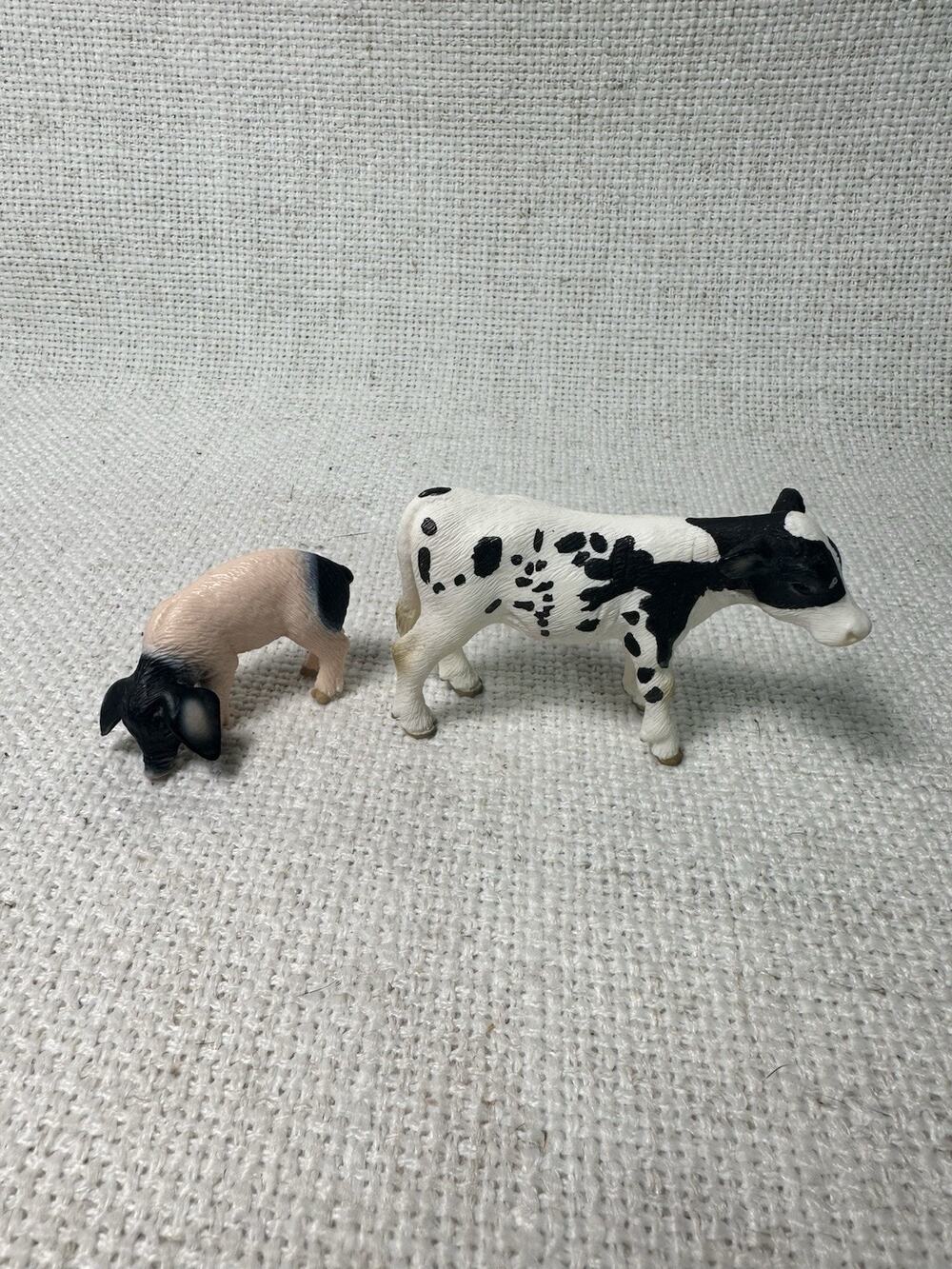 Schleich Holstein Cow & Pig Farm Animal Figures Germany Retired 2000s Lot of 2